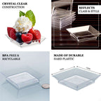 10-Pack Tapas Plates Sleek Square Design Clear - Plastic Disposable Plates for Parties 4"