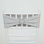 5 Pack Stretch Spandex Chair Sashes Silver - Reusable Chair Bands with Silver Diamond Ring Slide Buckle 5"x14"