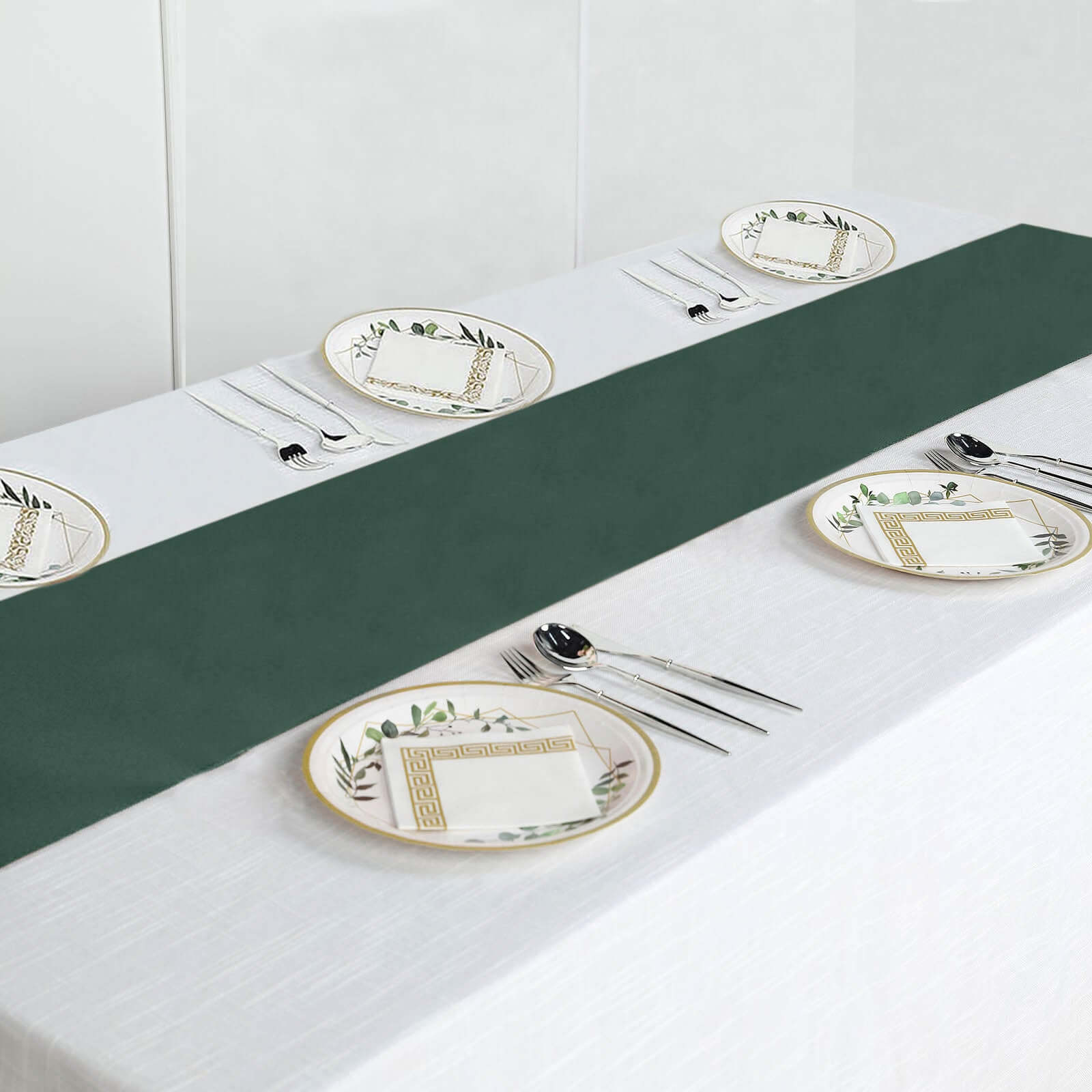 Polyester 12"x108" Table Runner Hunter Emerald Green - Durable & Wrinkle-Resistant Table Decor
