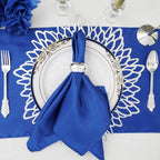 6-Pack Dining Table Mats Floral Design Silver - Metallic Vinyl Round Non-Slip Mats for Tables 15"