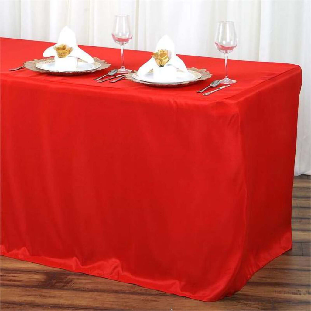 Fitted Polyester 72"x30" Rectangle Tablecloth Red - Durable and Easy to Maintain Table Cover