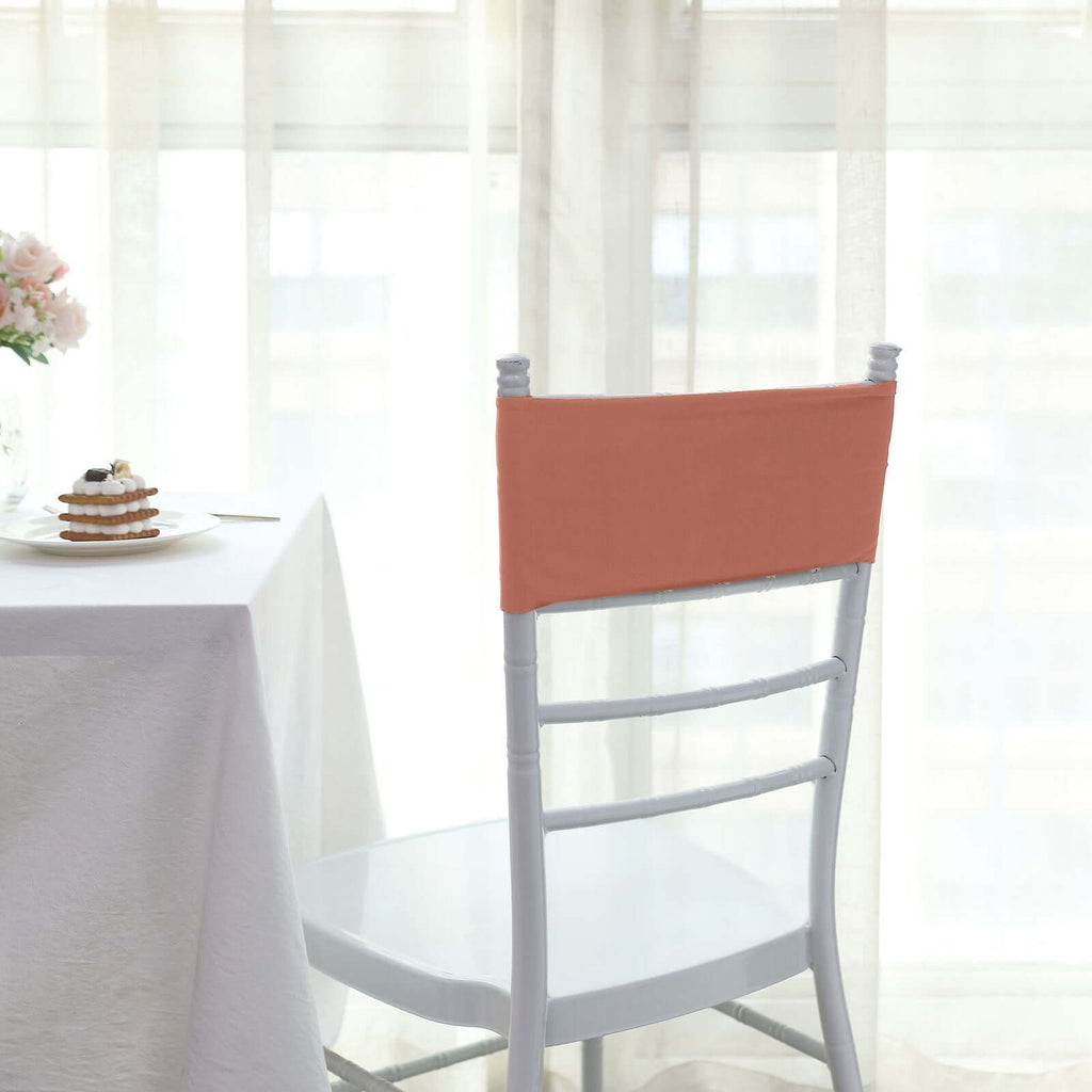 5 Pack Stretch Spandex Chair Sashes Terracotta (Rust) - Fitted Finish Two Ply Heavy Duty Chair Bands 5"x12"