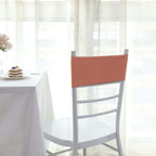 5 Pack Stretch Spandex Chair Sashes Terracotta (Rust) - Fitted Finish Two Ply Heavy Duty Chair Bands 5"x12"