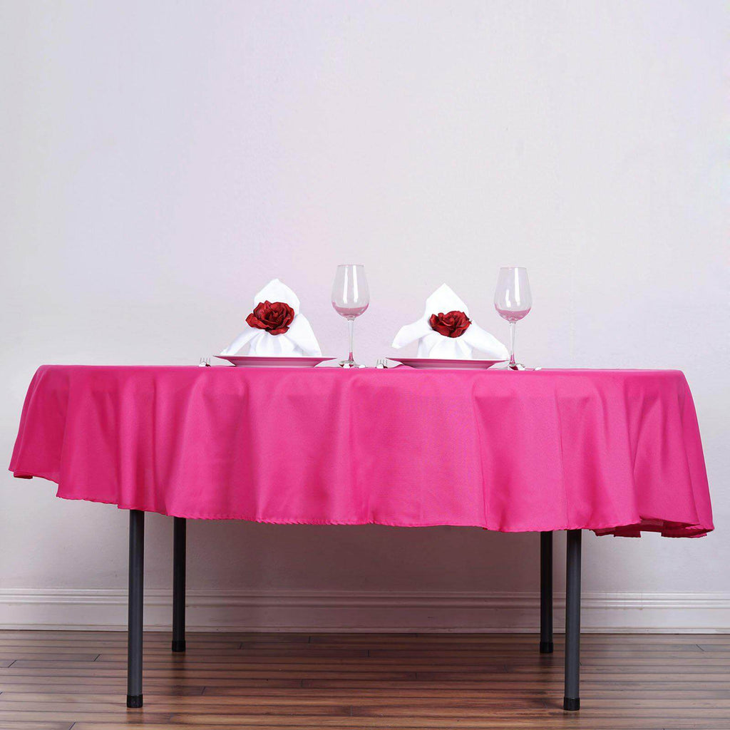 Polyester 90" Round Tablecloth Fuchsia - Stain & Wrinkle-Resistant Table Cover