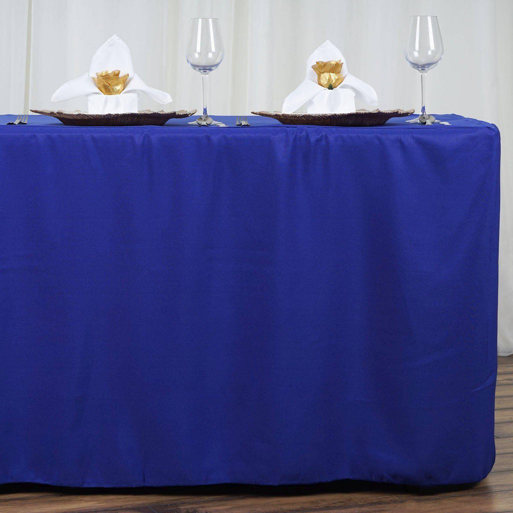 Fitted Polyester 72"x30" Rectangle Tablecloth Royal Blue - Durable and Easy to Maintain Table Cover