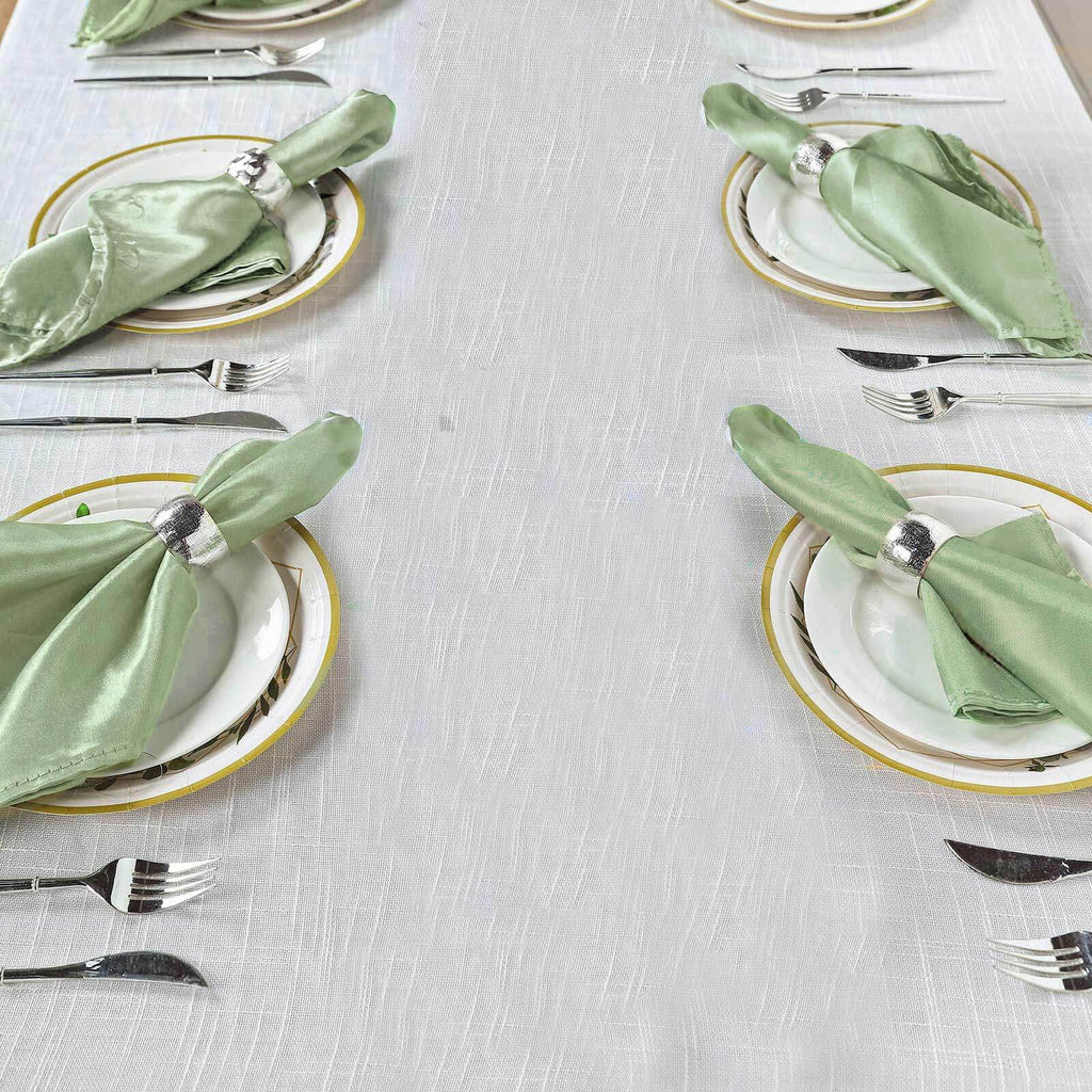 5 Pack Satin 20"x20" Napkins Sage Green - Luxurious Shine & Smooth Dinner Napkins