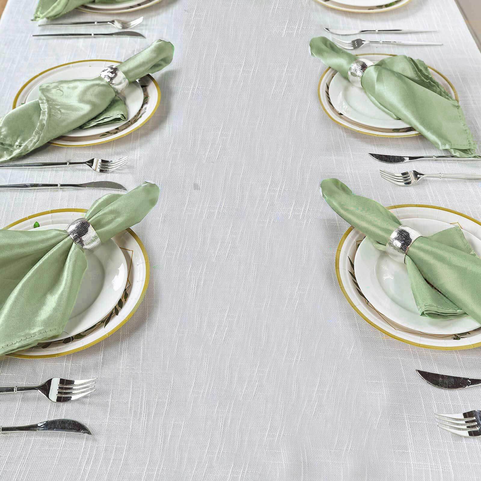 5 Pack Satin 20"x20" Napkins Sage Green - Luxurious Shine & Smooth Dinner Napkins