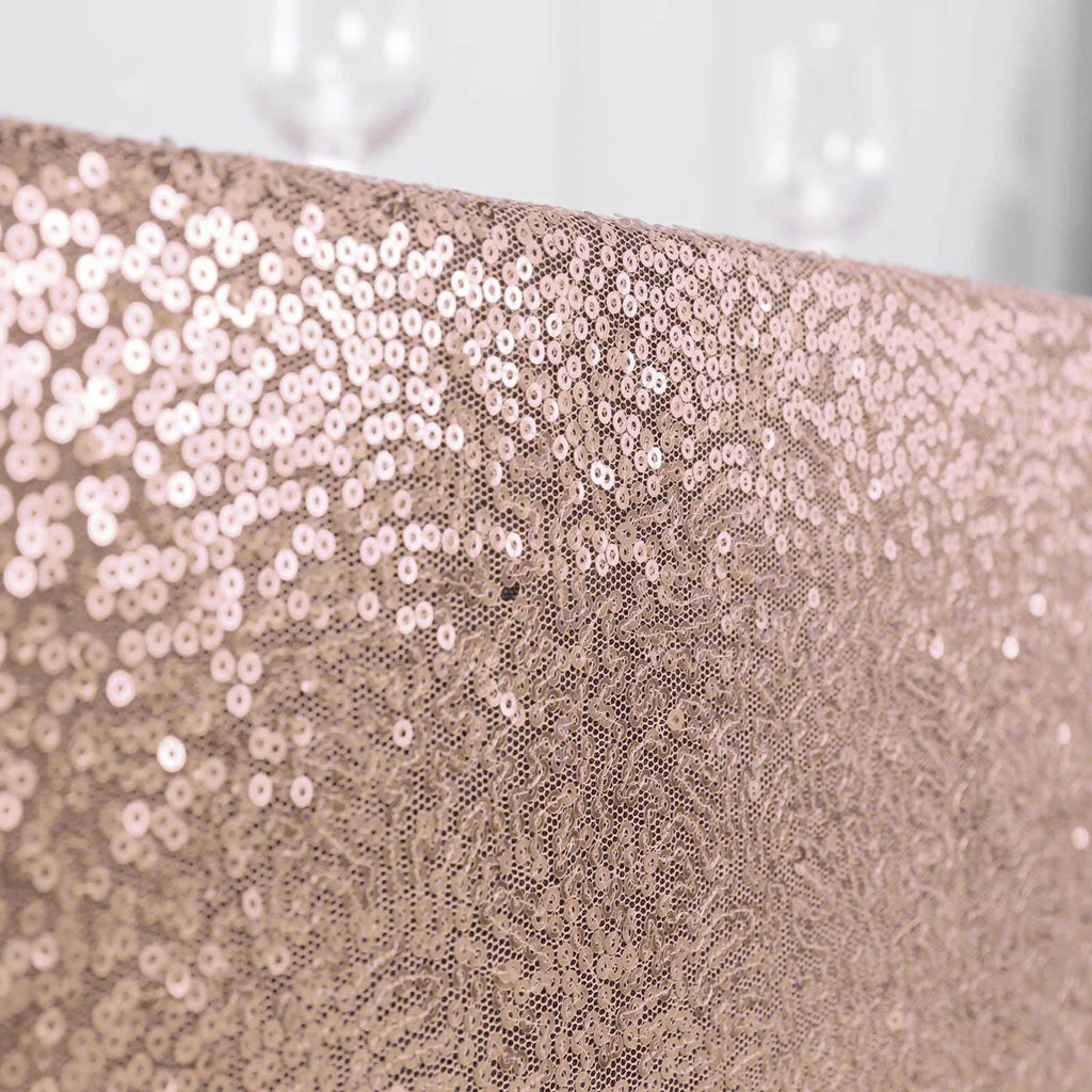 Sequin 90"x156" Rectangle Tablecloth Rose Gold - Seamless Twinkling Table Cover