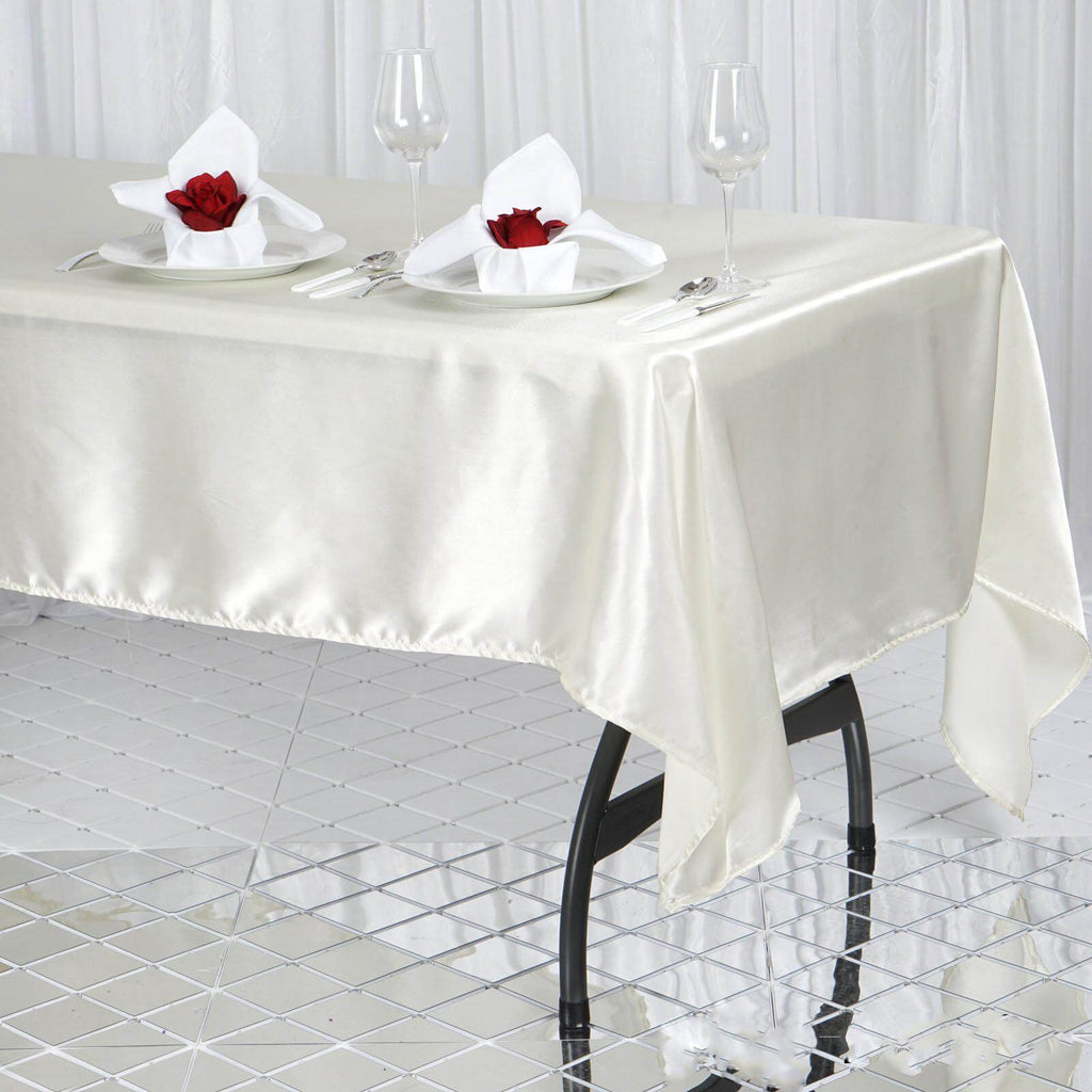 Satin Rectangular 60"x102" Tablecloth Ivory - Smooth and Lustrous Table Cover