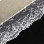 Faux Burlap Jute 16"x108" Table Runner Taupe With White Lace Edging - Rustic Farmhouse Table Linen