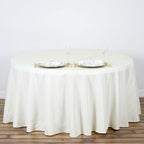 Polyester 120" Round Tablecloth Ivory - Seamless Wrinkle-Resistant Table Cover