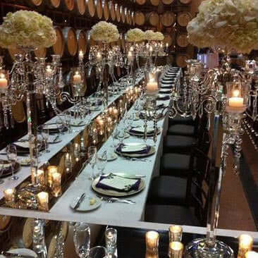 4-Arm Crystal Chandelier Candelabra Silver Metal - Sophisticated Taper Candlestick Holder Table Centerpiece 35"