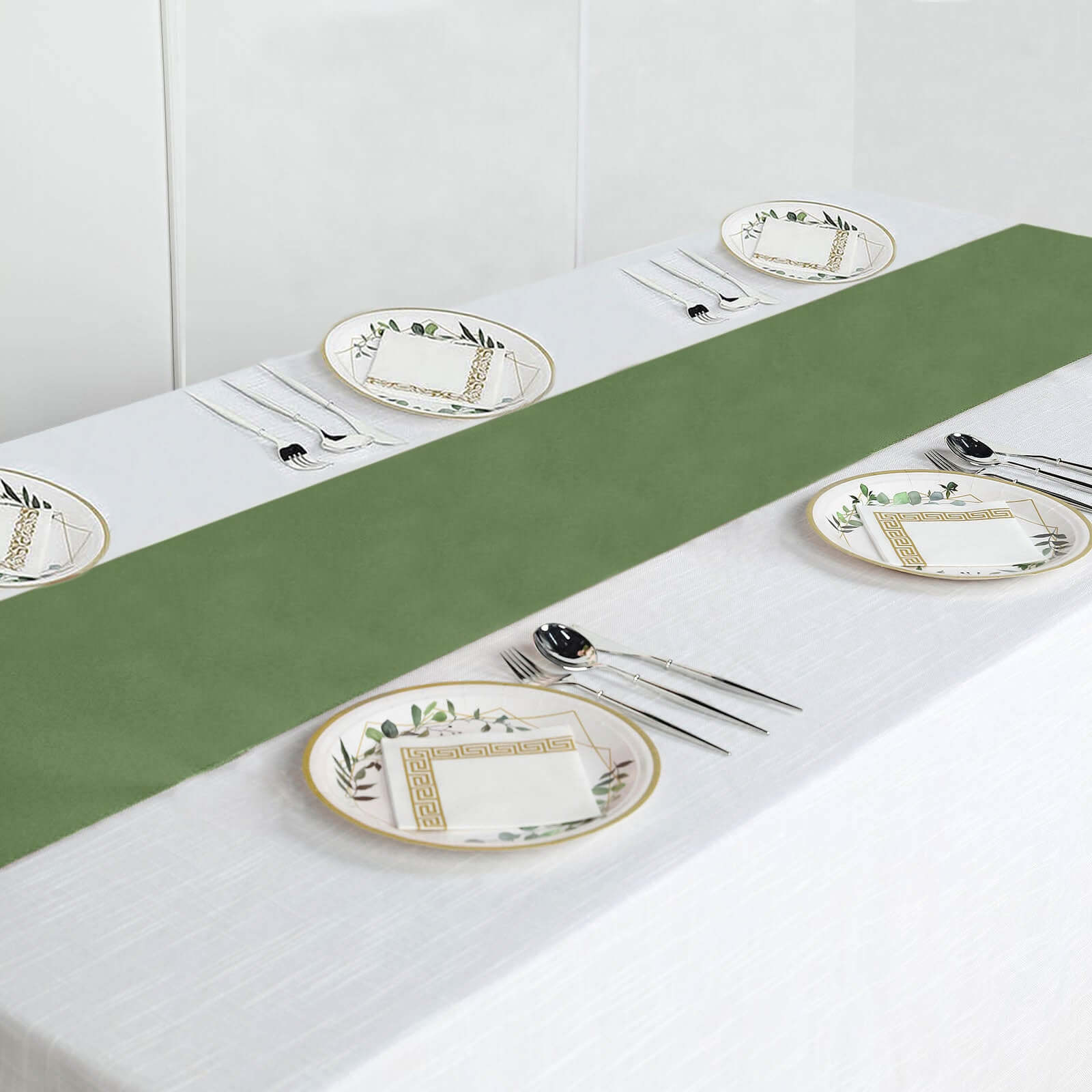 Polyester 12"x108" Table Runner Olive Green - Durable & Wrinkle-Resistant Table Decor