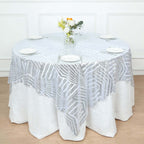 Sequin 72" Table Overlay Square Tablecloth Silver - Diamond Glitz Table Cover