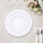 10 Pack 7" White Basketweave Rim Plastic Salad Dessert Plates, Round Disposable Appetizer Plates