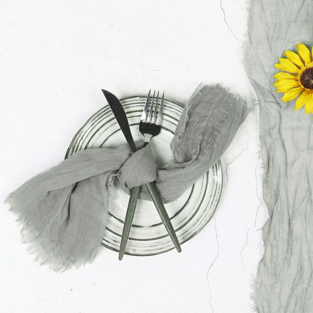 5 Pack Gauze Cheesecloth 24"x19" Napkins Gray Reusable Dinner Napkins