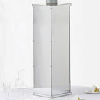 40" Floor Standing Silver Mirror Finish Acrylic Display Box, Pedestal Riser with Interchangeable Lid and Base