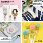 24-Pack Plastic Forks Gold with White Handles - Durable Food Safe Disposable Silverware for Lunch Buffets & Catering Services 7"