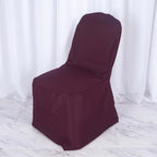 Polyester Slip On Banquet Chair Covers Burgundy - Stain-Resistant Reusable Durable Fabric