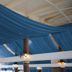 5ftx14ft Navy Blue Chiffon Curtain Panel, Durable Flame Resistant Backdrop Ceiling Drapery With Rod Pocket