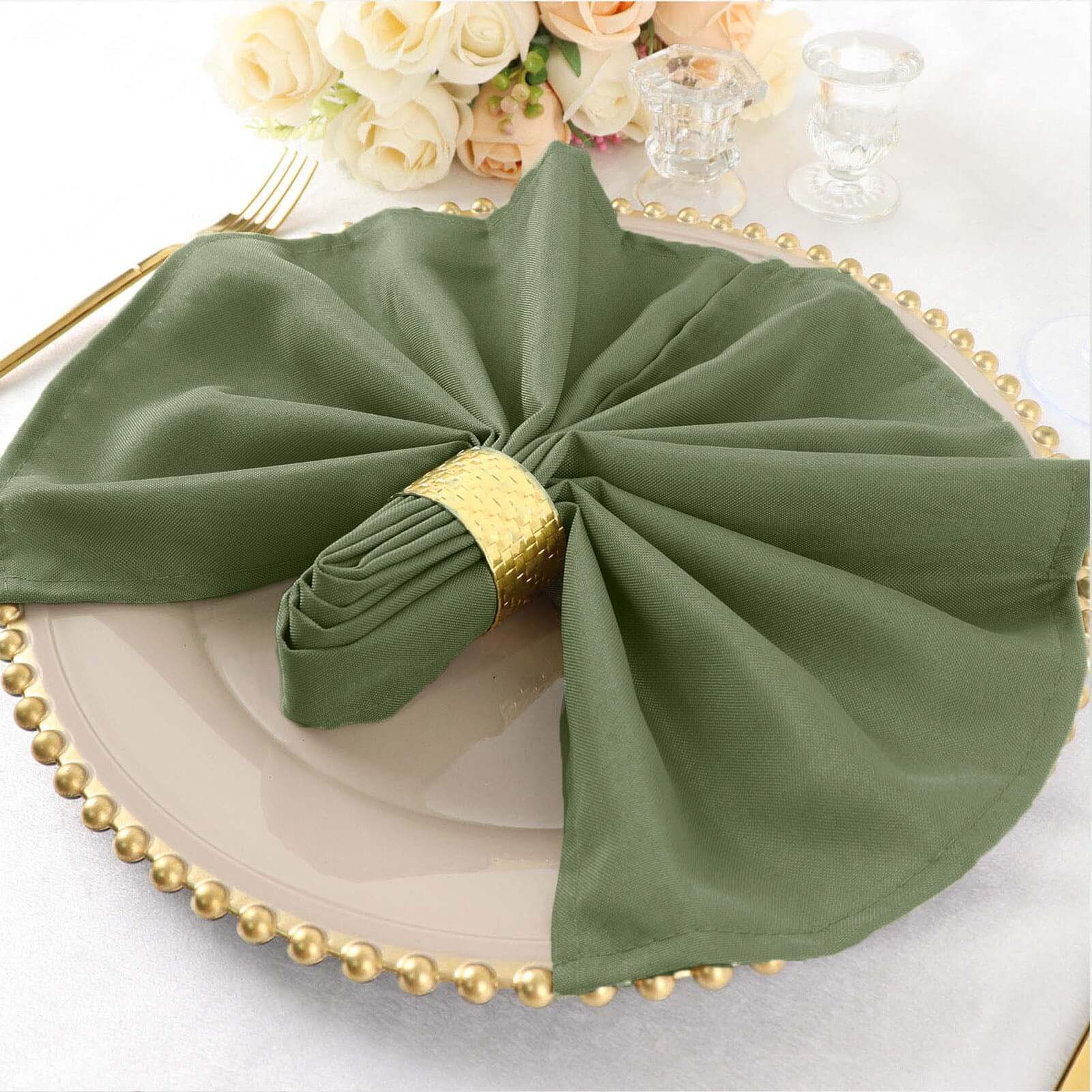 5 Pack Polyester 20"x20" Napkins Dusty Sage Green - Wrinkle Resistant & Easy Care Cloth Napkins