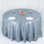 Taffeta 132" Round Tablecloth Dusty Blue - Seamless Accordion Crinkle Table Cover
