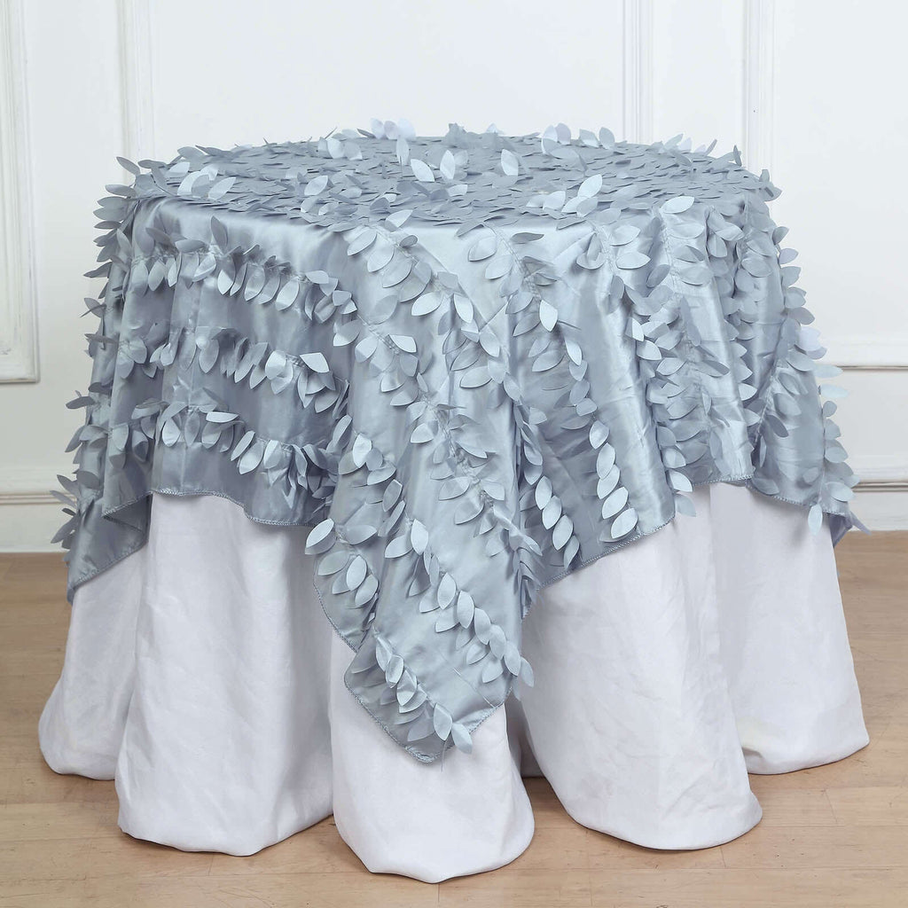 Taffeta 54"x54" Table Overlay Square Tablecloth Dusty Blue 3D Leaf Petal Table Cover