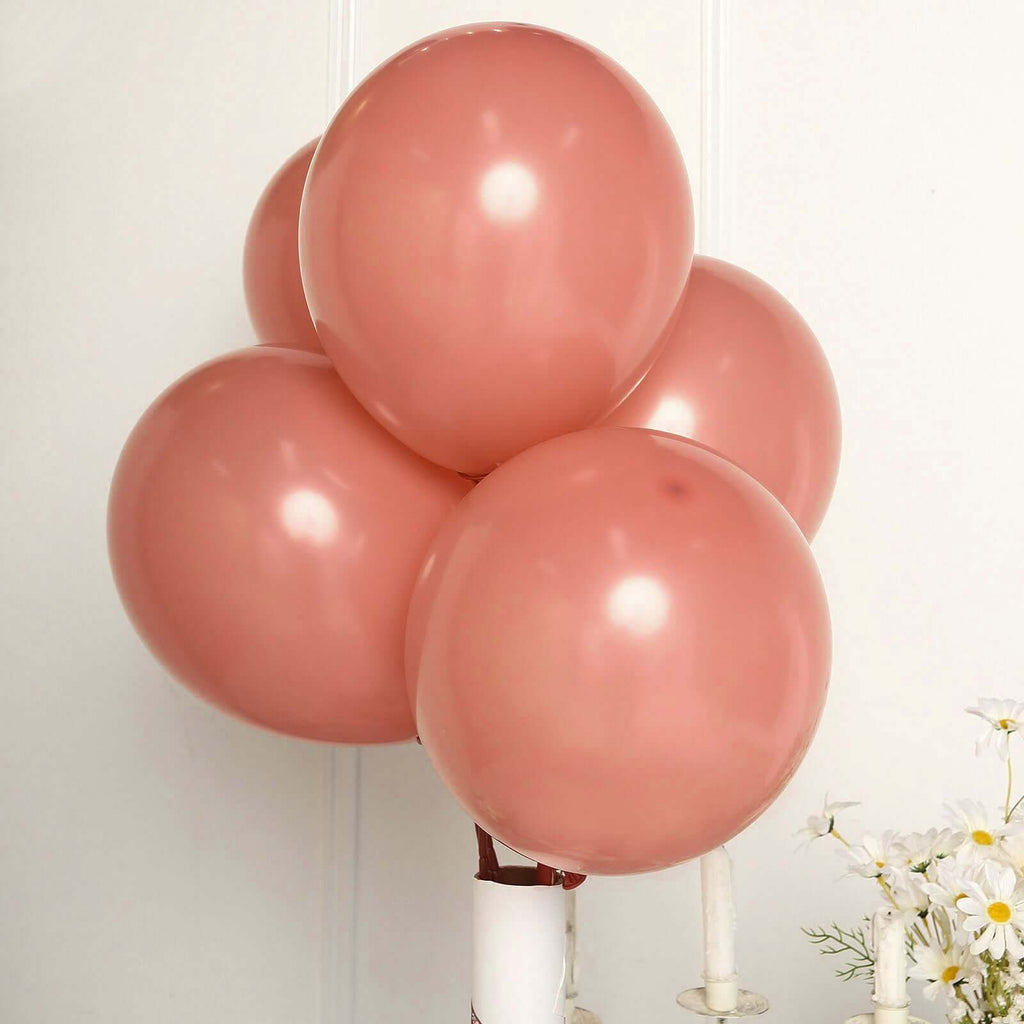 25 Pack 12" Matte Pastel Dusty Rose Helium Air Latex Party Balloons