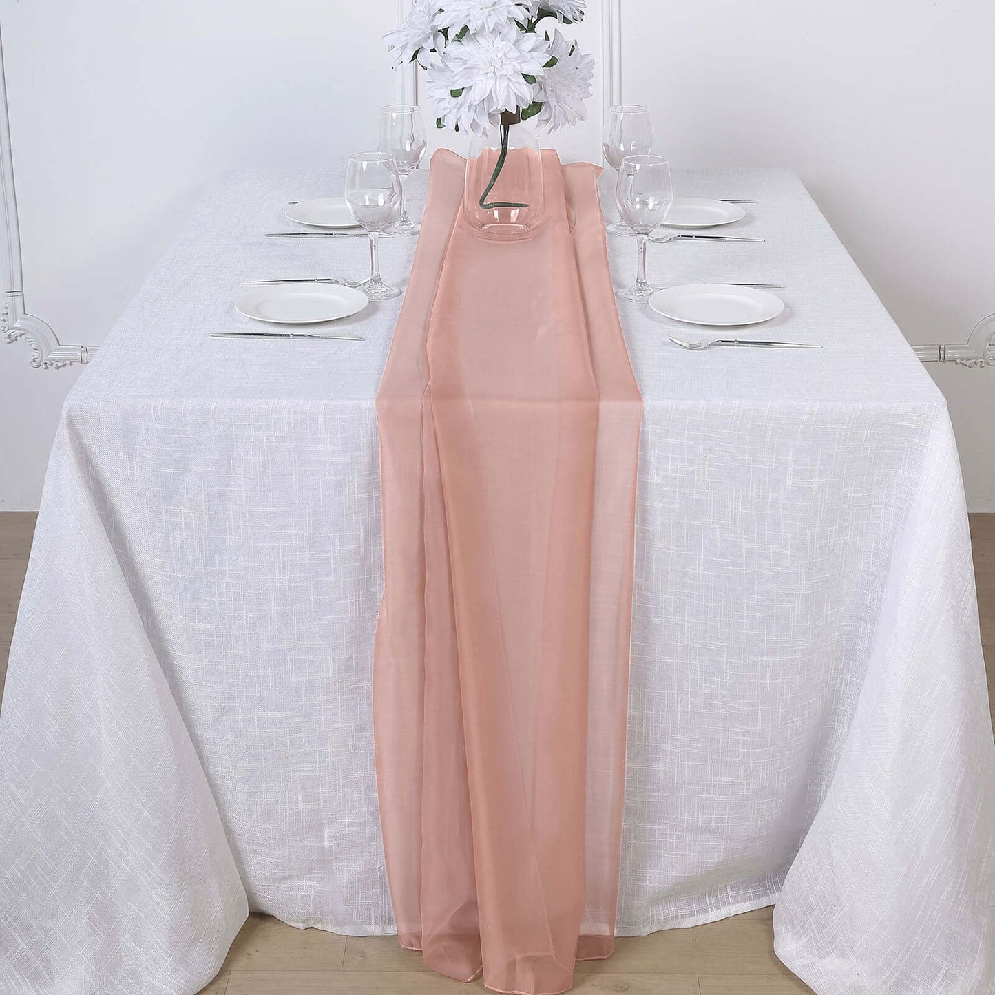 Chiffon 6ft Table Runner Dusty Rose - Flowy & Lightweight Table Decor