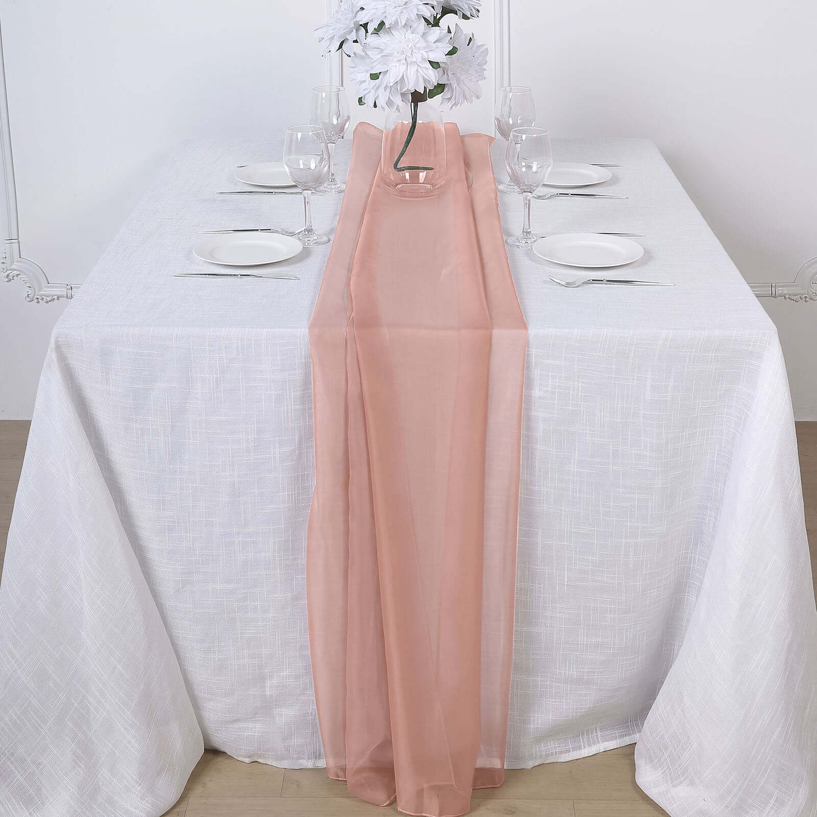 Chiffon 6ft Table Runner Dusty Rose - Flowy & Lightweight Table Decor