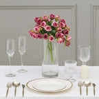 2 Pack 12" Dusty Rose Artificial Open Rose Flower Arrangements, Small Faux Floral Bouquets