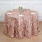 Taffeta 120" Round Tablecloth Dusty Rose | 3D Leaf Petal Design Seamless Table Cover