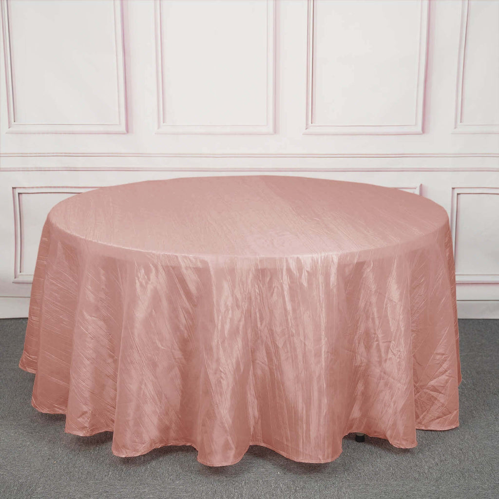 Taffeta 120" Round Tablecloth Dusty Rose - Seamless Accordion Crinkle Table Cover