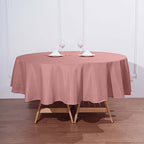 Polyester 90" Round Tablecloth Dusty Rose - Stain & Wrinkle-Resistant Table Cover