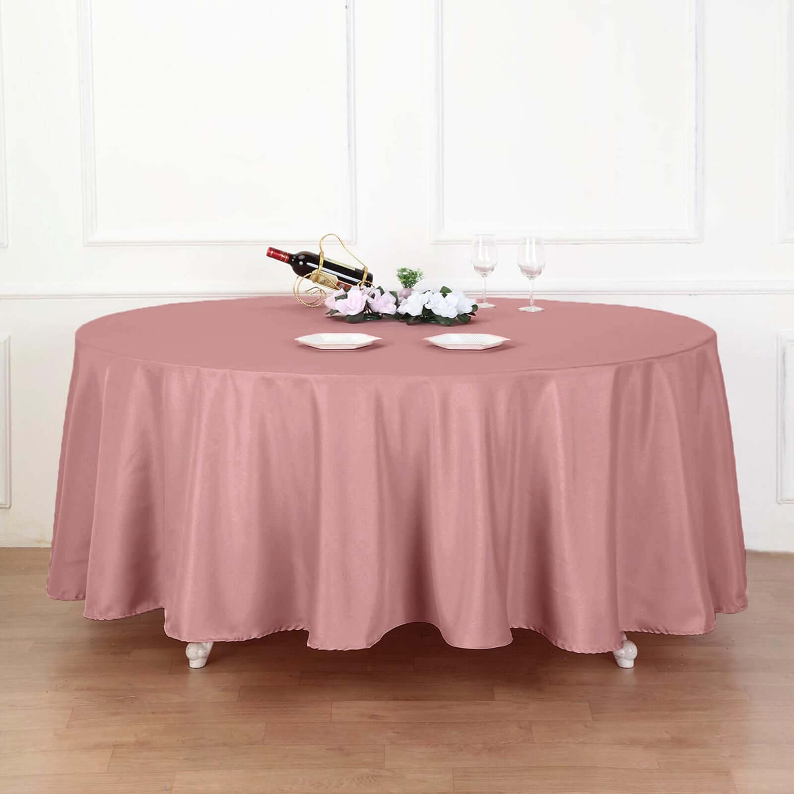 Polyester 108" Round Tablecloth Dusty Rose - Wrinkle-Resistant Table Cover