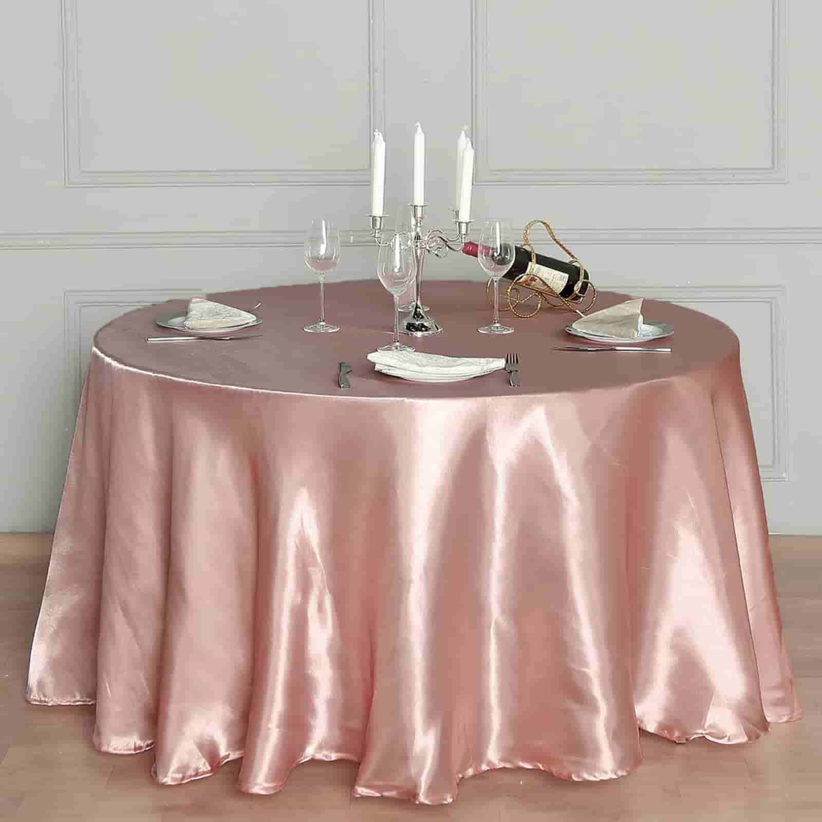 Satin 120" Round Tablecloth Dusty Rose - Stylish Seamless Table Cover
