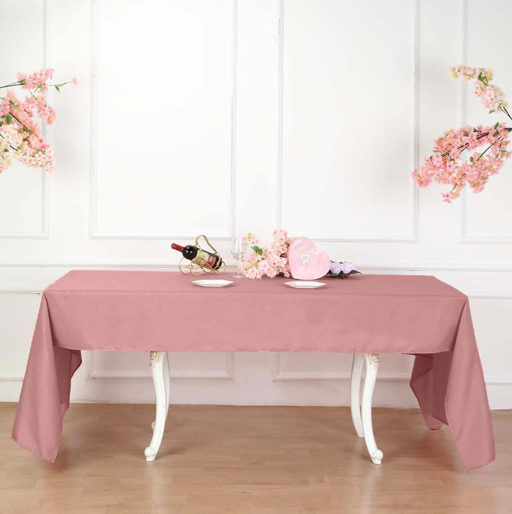 Polyester 60"x126" Rectangle Tablecloth Dusty Rose - Wrinkle-Resistant Table Cover