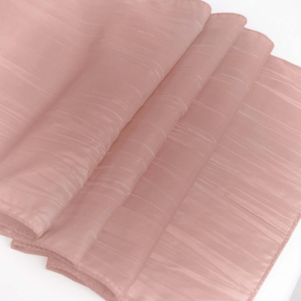 Taffeta 12"x108" Table Runner Dusty Rose - Accordion Crinkle Design