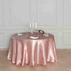 Satin 108" Round Tablecloth Dusty Rose - Smooth and Lustrous Table Cover