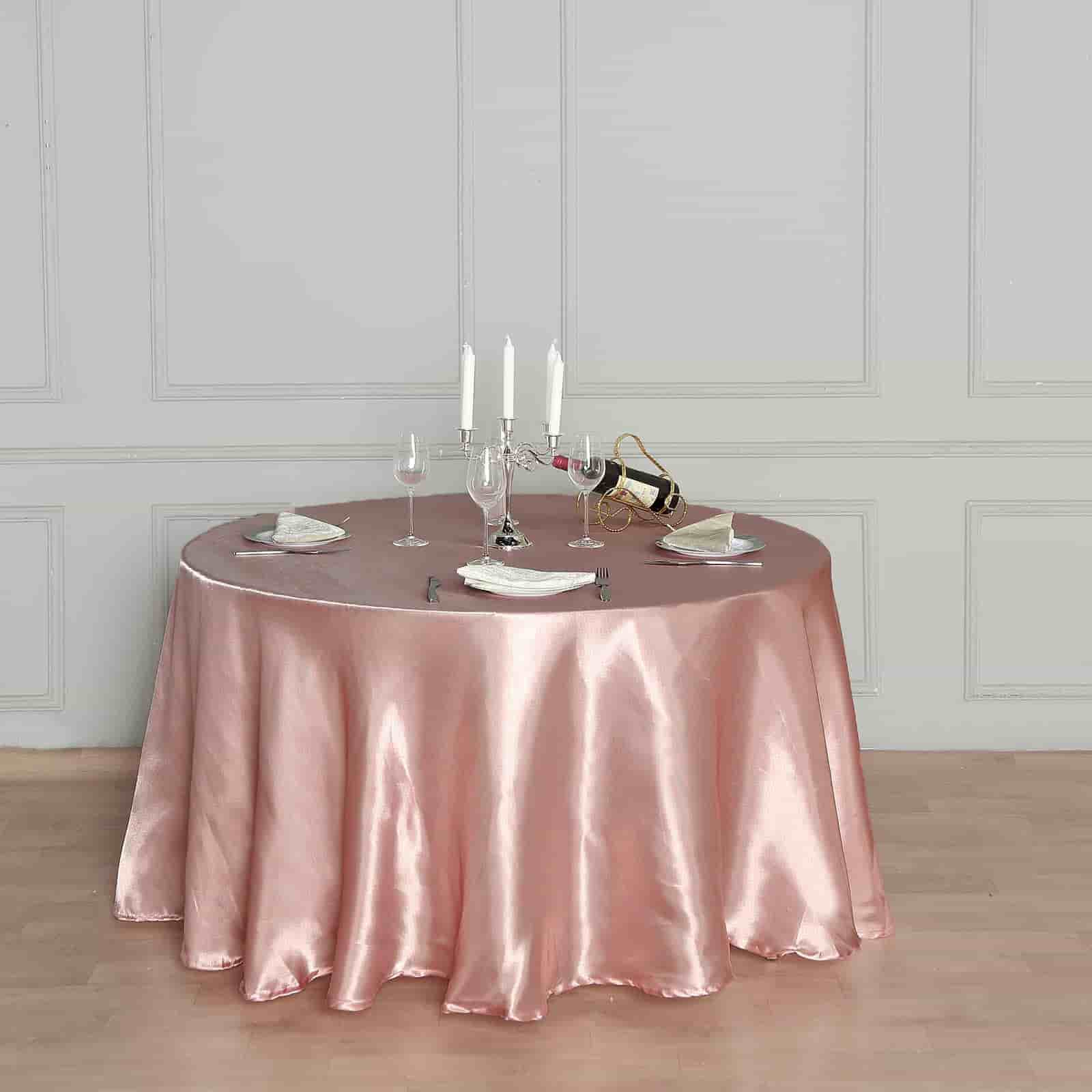 Satin 108" Round Tablecloth Dusty Rose - Smooth and Lustrous Table Cover