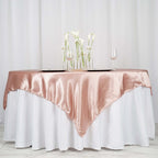 Satin 72"x72" Table Overlay Square Tablecloth Dusty Rose - Smooth Finish Table Cover