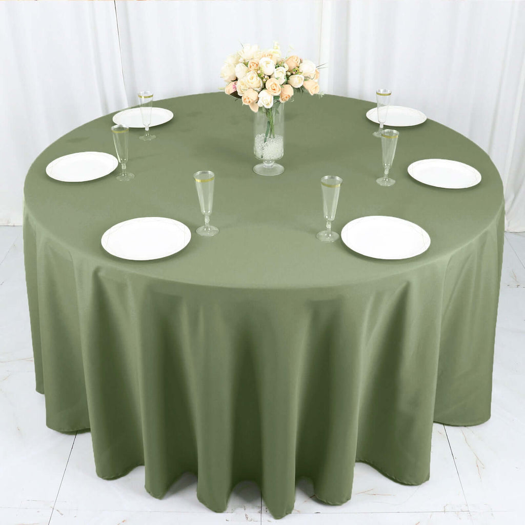 Polyester 120" Round Tablecloth Dusty Sage Green - Seamless Wrinkle-Resistant Table Cover