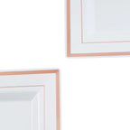 10-Pack Plastic Dinner Plates White Square with Rose Gold Trim - Lightweight Disposable Plates for Events 10"