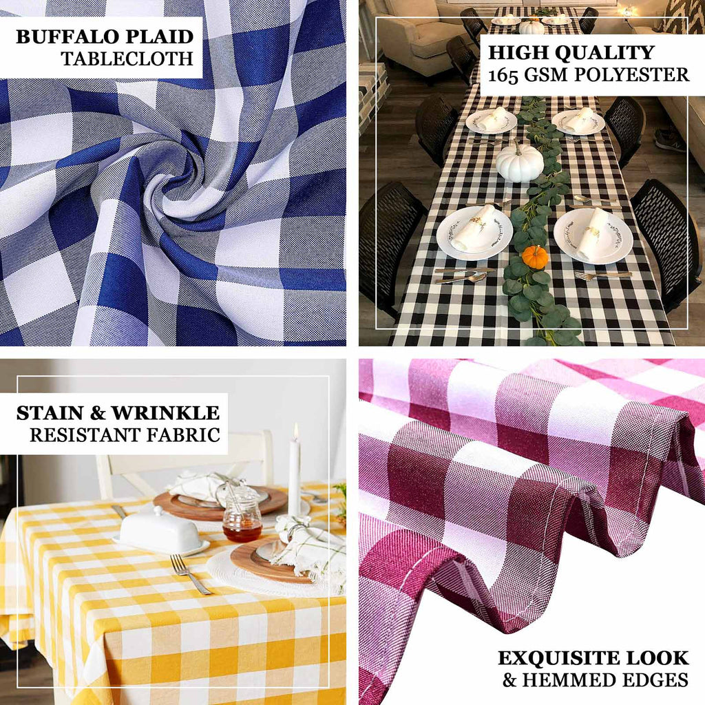 Polyester 60"x126" Rectangle Tablecloth White/Red - Buffalo Plaid Checkered Table Cover