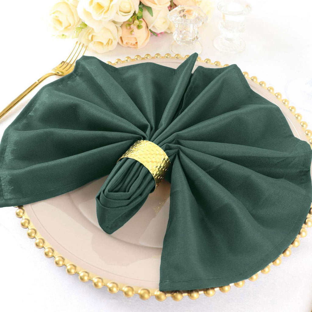 5 Pack Polyester 20"x20" Napkins Hunter Emerald Green - Wrinkle Resistant & Easy Care Cloth Napkins
