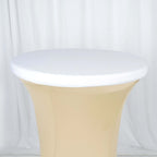 Spandex Table Top Cover White Fitted Cocktail Topper - Wrinkle-Free Event Decor