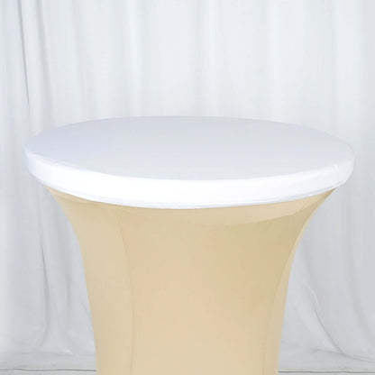 Spandex Table Top Cover White Fitted Cocktail Topper - Wrinkle-Free Event Decor
