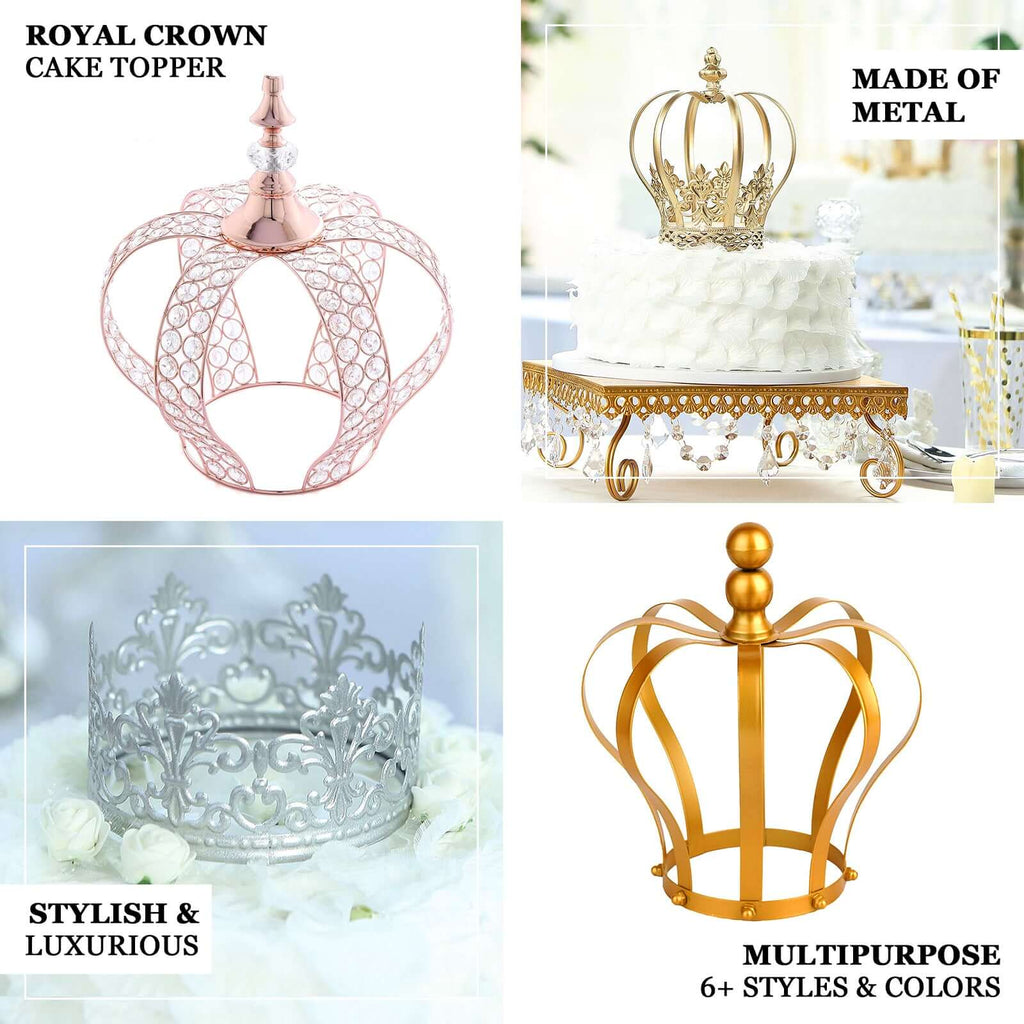 Metal Royal Crown Cake Topper Gold for Glamorous Events & Special Occasions 8"