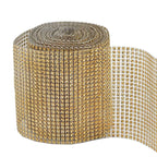 5"x10 Yards Shiny Gold Diamond Rhinestone Ribbon Wrap Roll, DIY Craft Decor