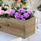 Natural Wood Planter Rectangular Box 30"x6"- Durable Decor with Removable Plastic Liner for Tables